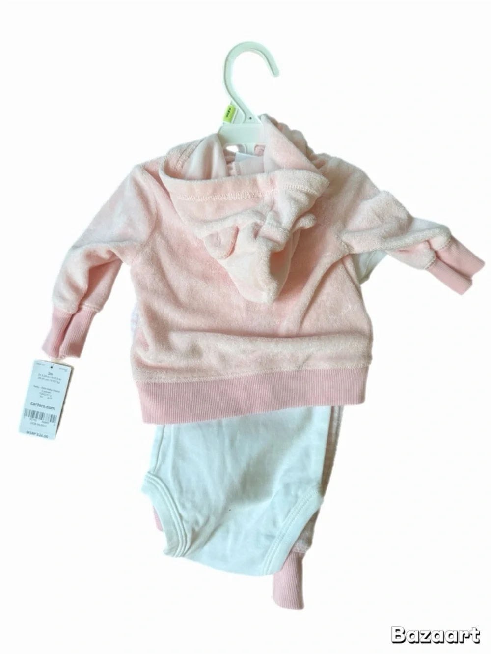 Carters Infant 3 Month Pink 3 Piece Set Pants One Piece And Zip Up